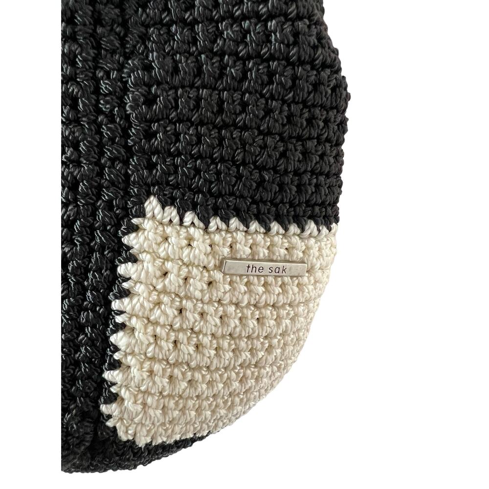 The Sak Crochet Black White Purse Handbag Woven Casual Boho Retro Knit Y2K 90s - Picture 5 of 11